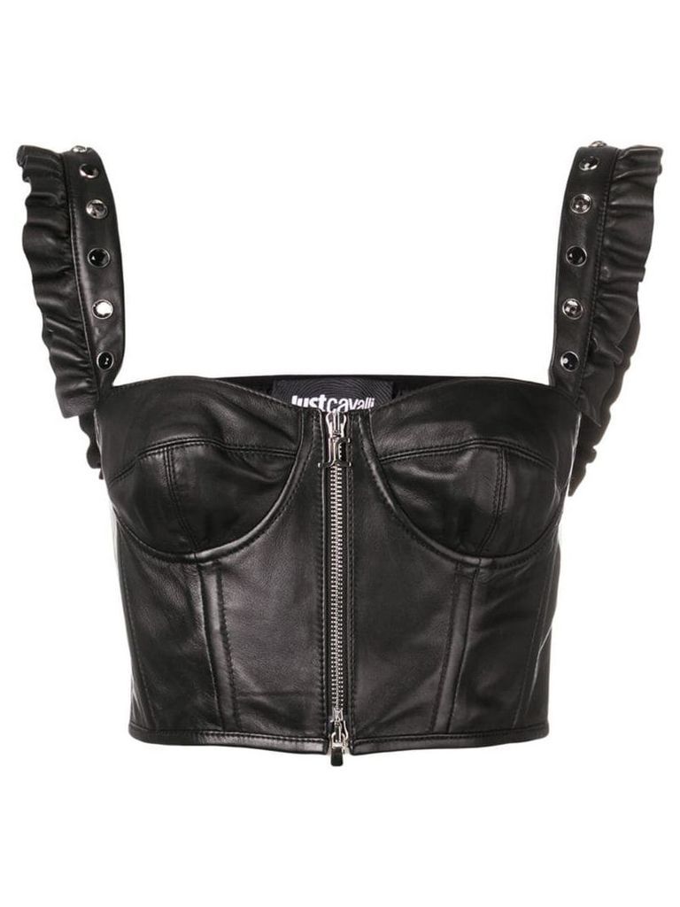 Just Cavalli cropped bustier top - Black