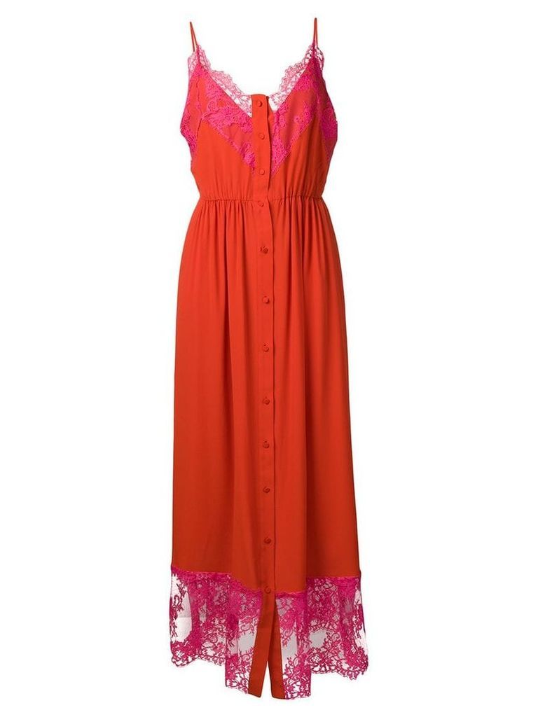 MSGM lace inserts long dress - Red