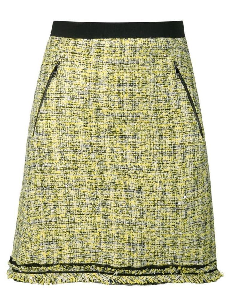 Karl Lagerfeld A-line boucle tweed skirt - Yellow