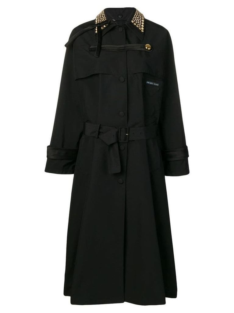 Prada studded collar trench coat - Black
