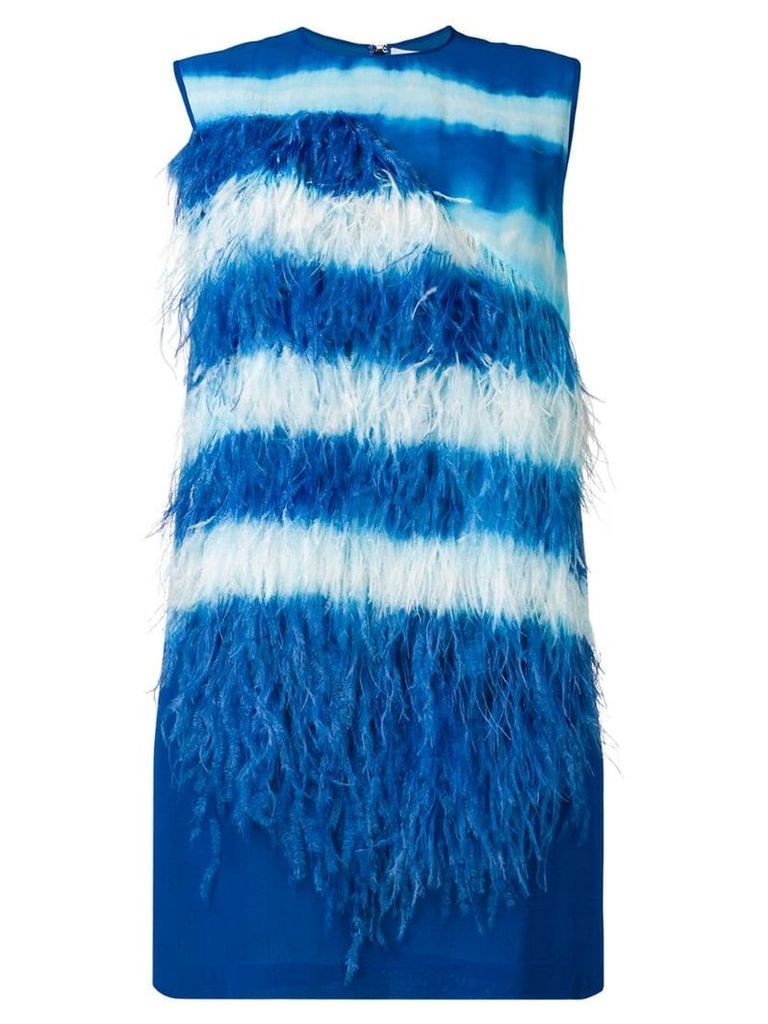 MSGM sleeveless feathered mini dress - Blue