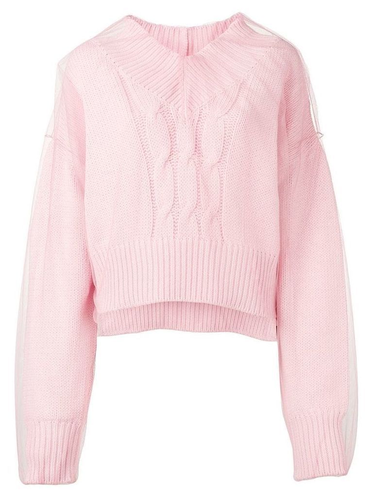 MSGM cable knit tulle jumper - Pink