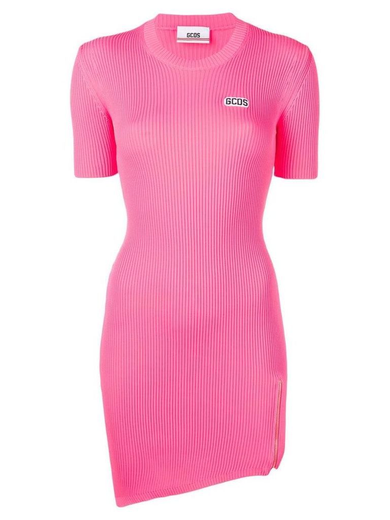 Gcds asymmetric knitted short dress - Pink