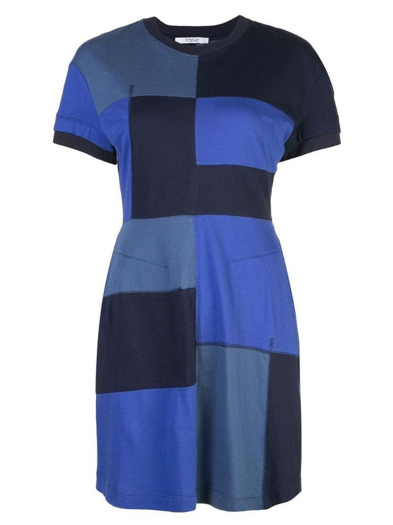 Derek Lam 10 Crosby Short Sleeve Patchwork T-Shirt Dress - Blue