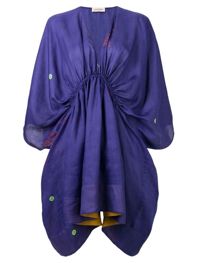 Gentry Portofino embroidered mini kaftan dress - Purple