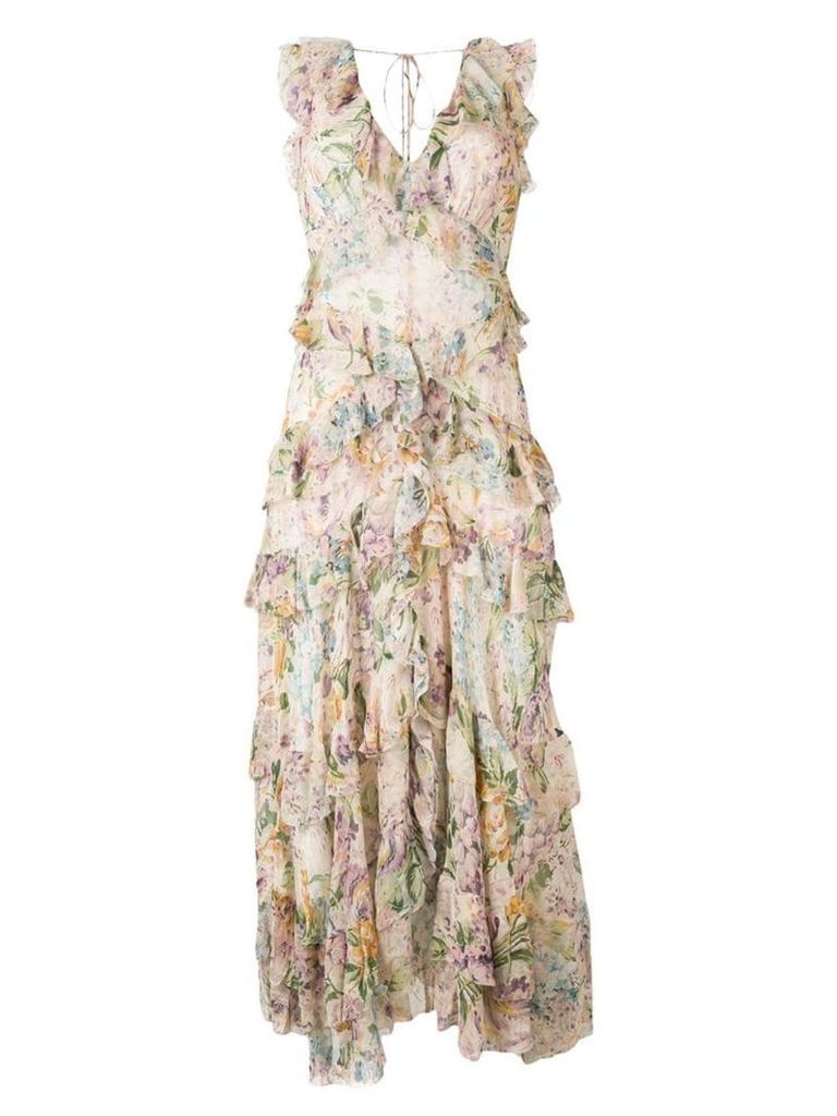 Zimmermann floral print ruffle dress - Neutrals