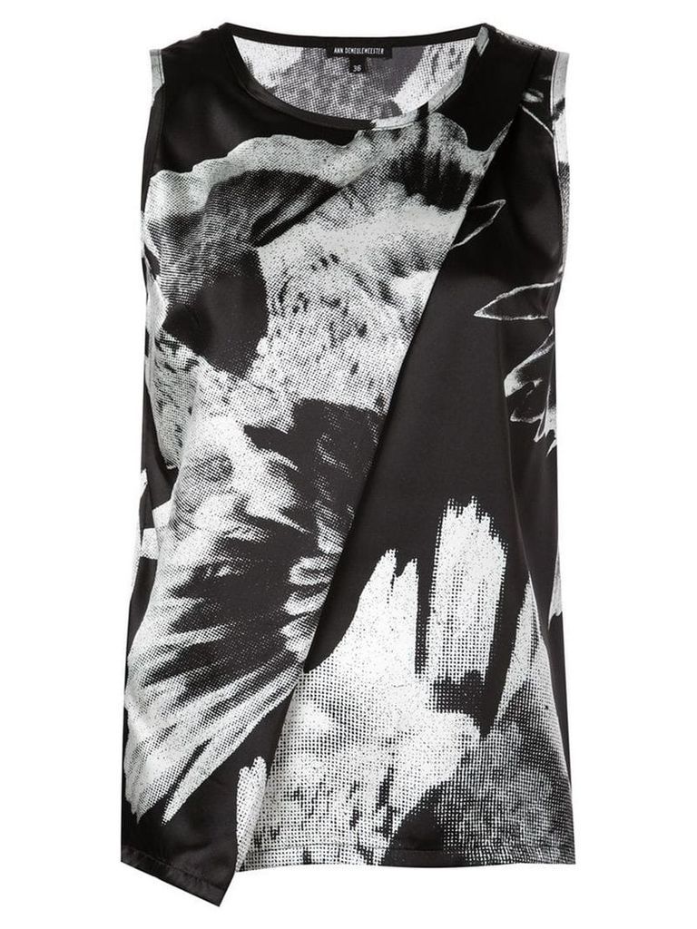 Ann Demeulemeester abstract print wrap vest - Black