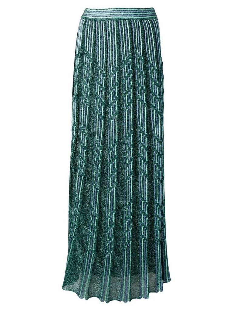 M Missoni sparkly knit pleated maxi skirt - Green