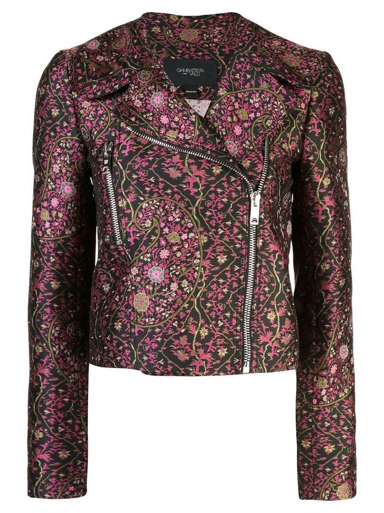Giambattista Valli floral print biker jacket - Black