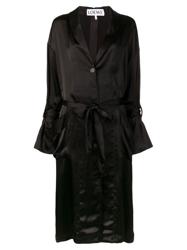 Loewe satin belted coat - Black