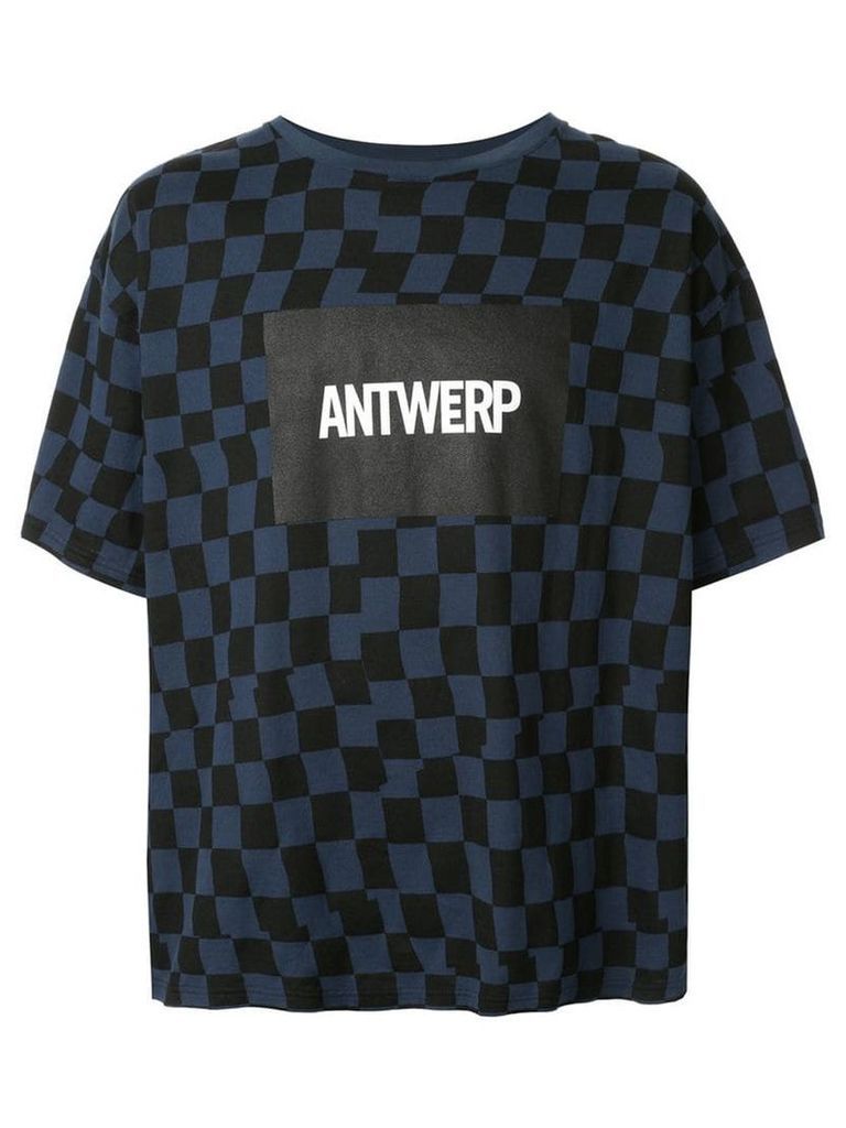 Facetasm checkered logo print T-shirt - Blue