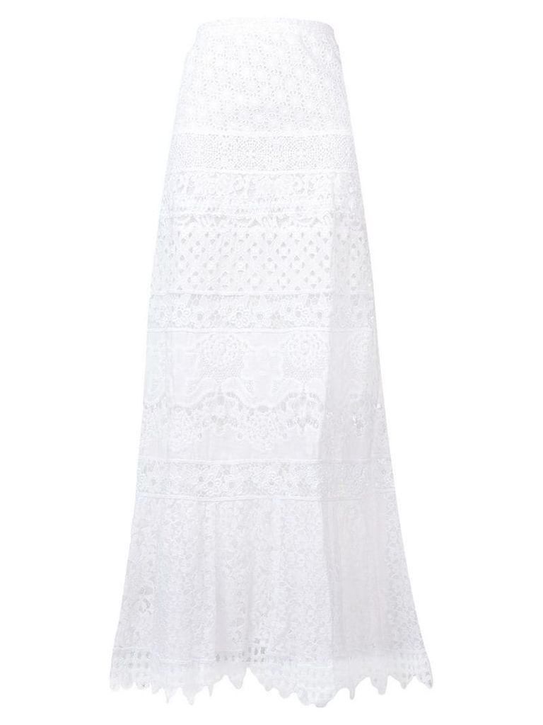 Temptation Positano long embroidered skirt - White