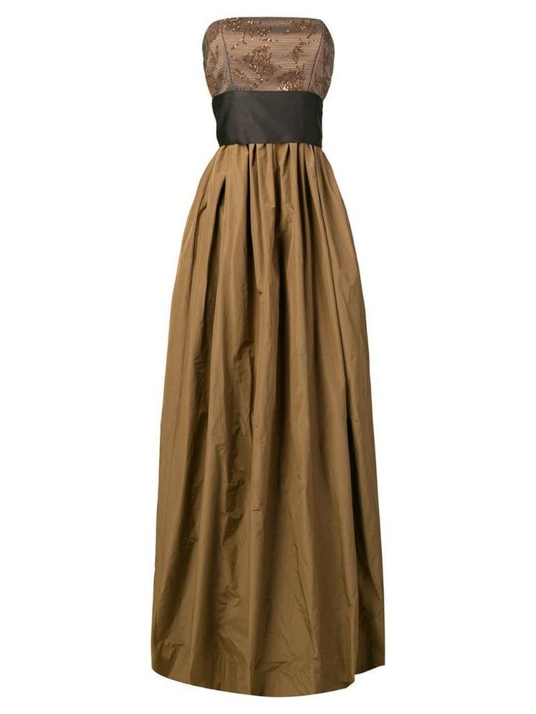 Brunello Cucinelli strapless evening gown - Brown