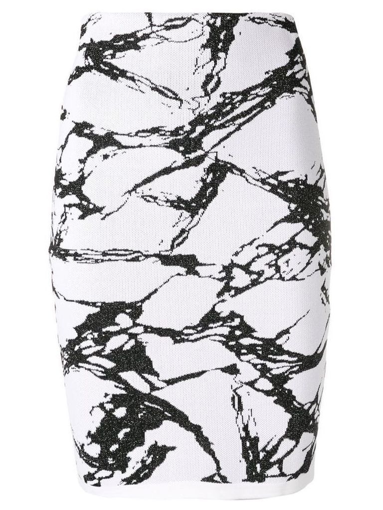 Balmain marble print knit skirt - White