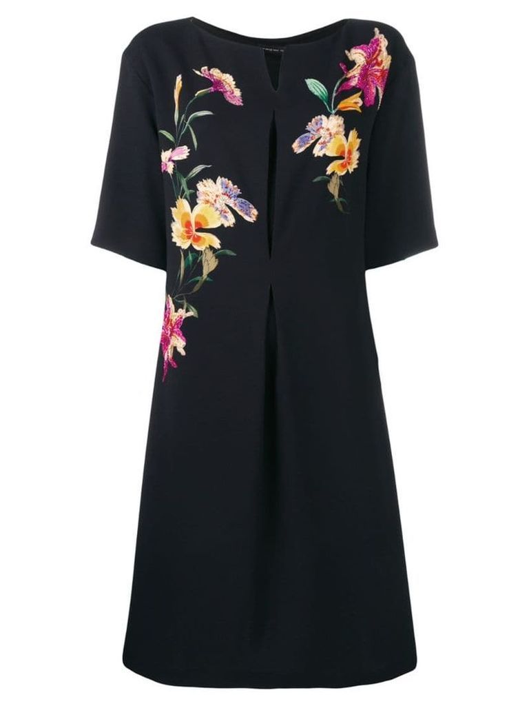 Etro embroidered flower dress - Black