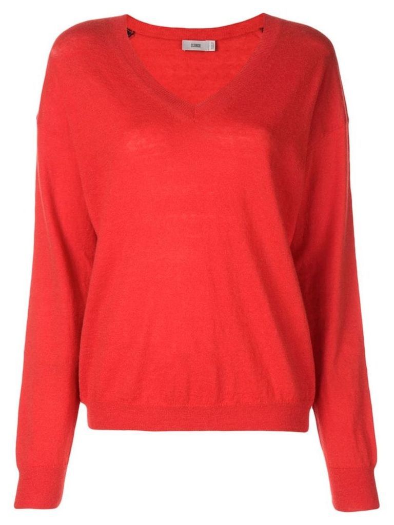 Closed red knit sweater