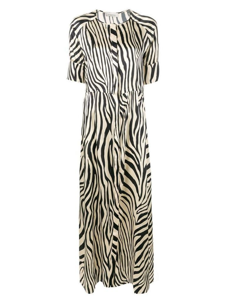 Laneus zebra print flared maxi dress - Neutrals