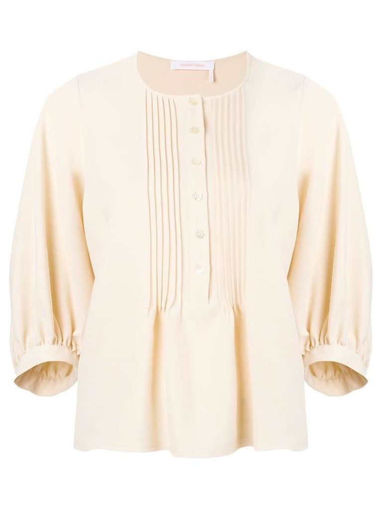 See By Chloé pleated flare blouse - Neutrals