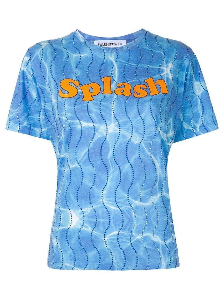 Filles A Papa Splash rhinestone T-shirt - Blue