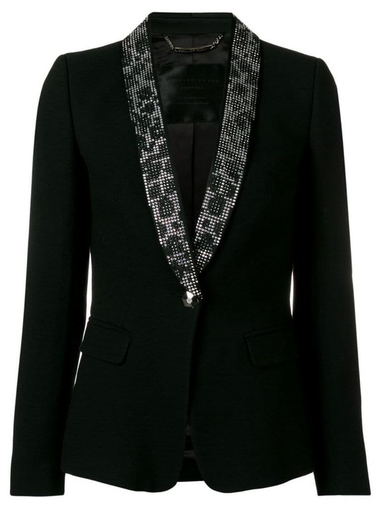 Philipp Plein crystal lapel tuxedo blazer - Black