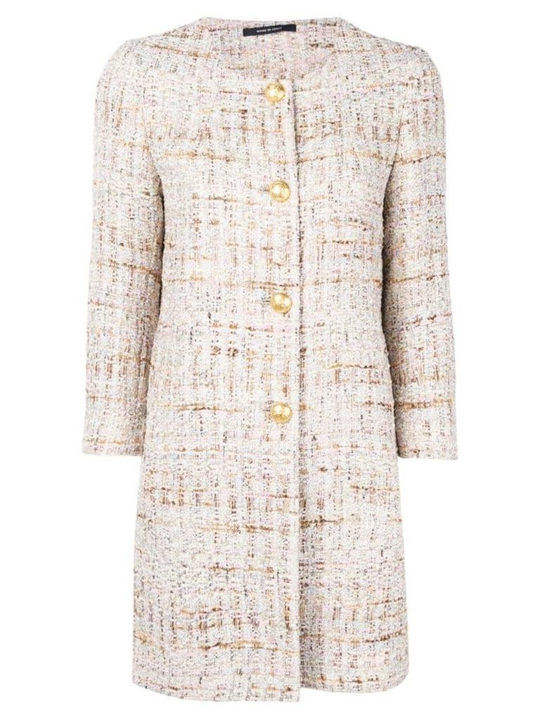 Tagliatore buttoned tweed coat - Neutrals