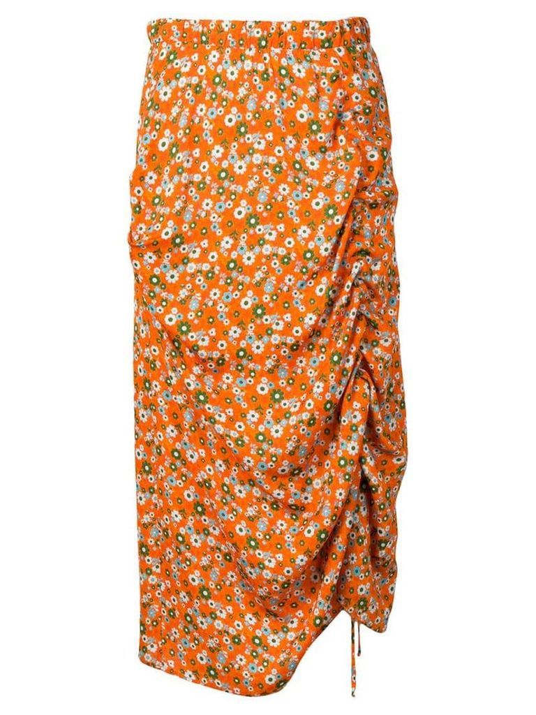 Marco Rambaldi floral print draped skirt - Orange