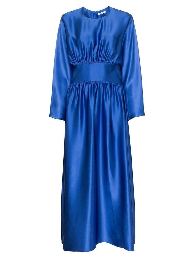 Deitas Hermine gathered silk-satin dress - Blue