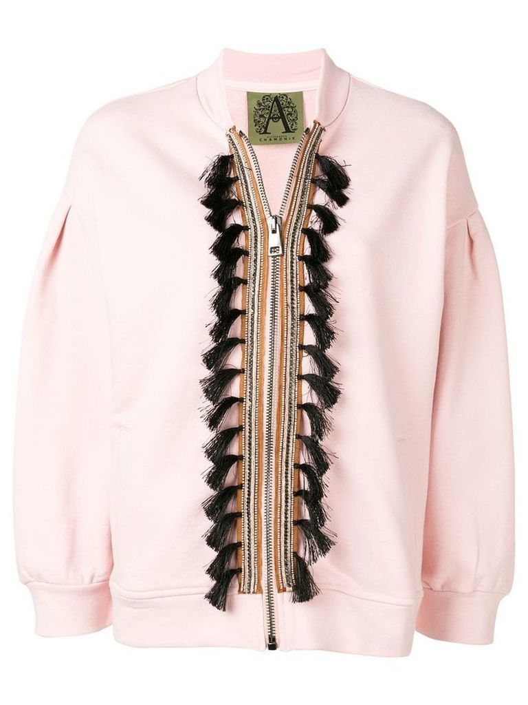 Alessandra Chamonix fringe trimmed bomber jacket - Pink