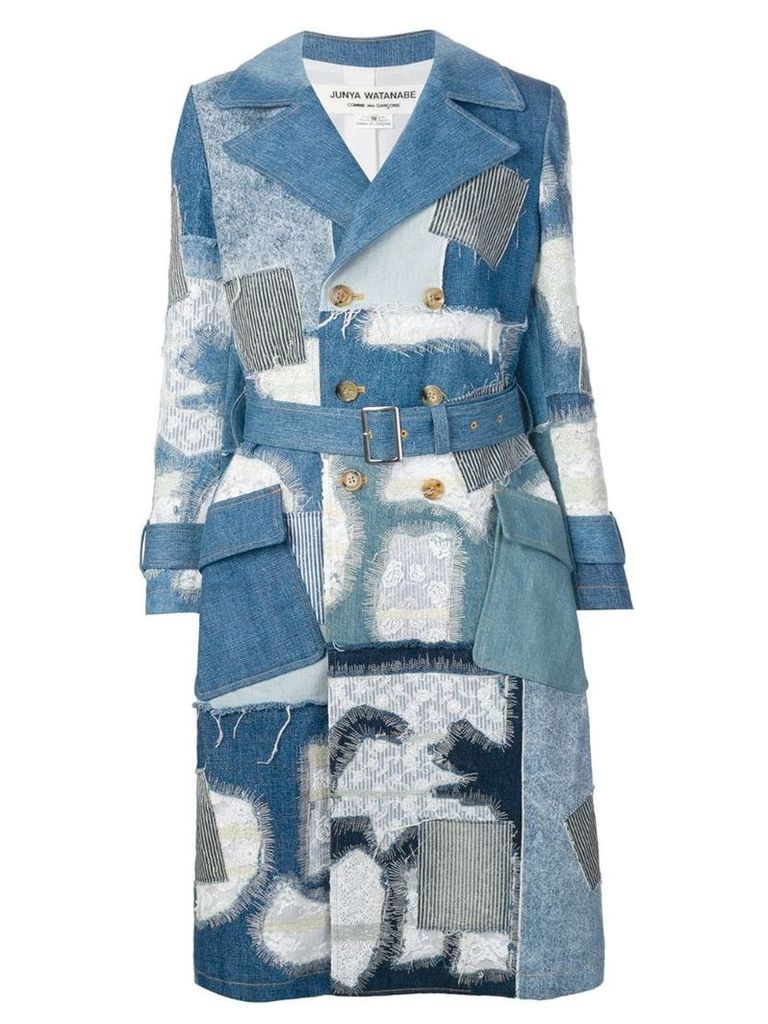 Junya Watanabe patchwork denim coat - Blue