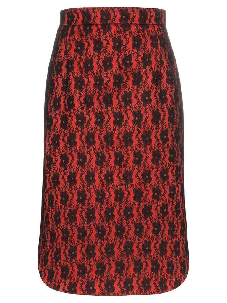 Christopher Kane lace bonded satin skirt - Red