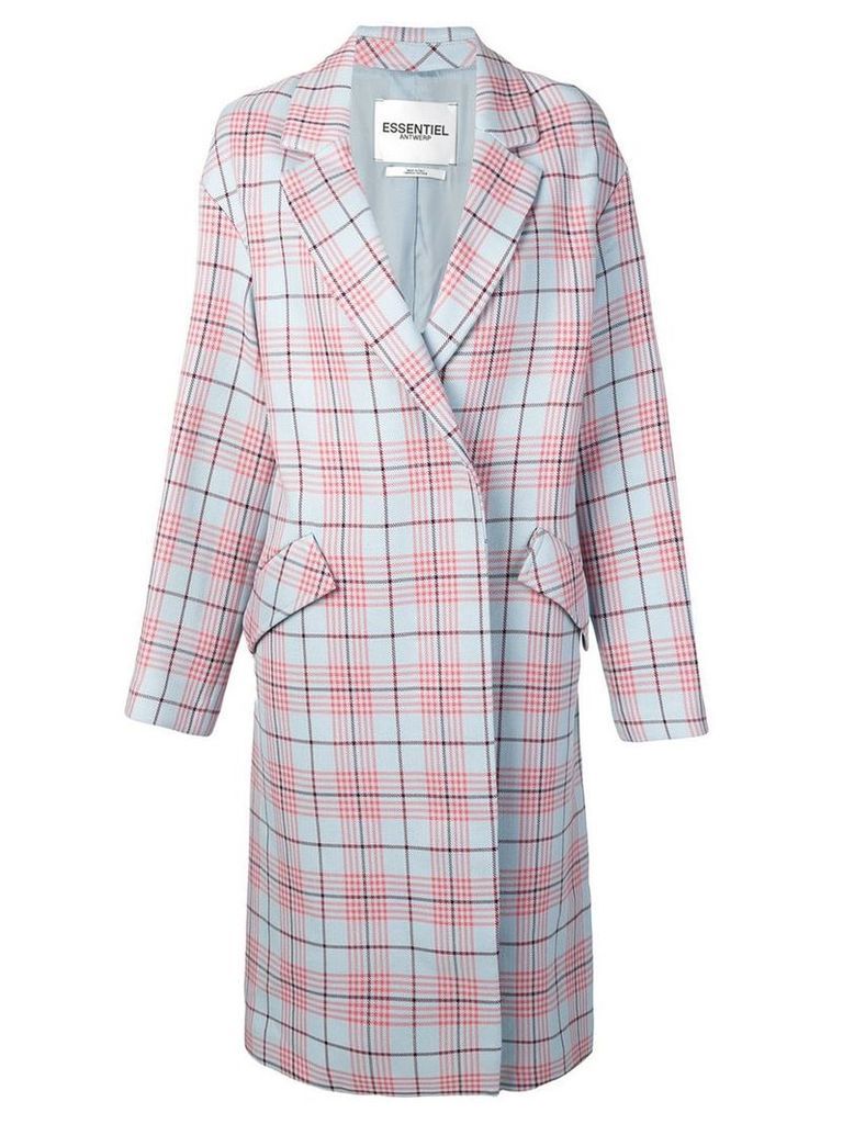 Essentiel Antwerp checked double breasted coat - Blue