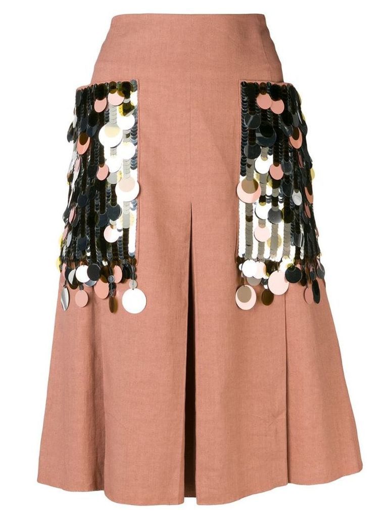 Bottega Veneta sequin embellished linen skirt - Neutrals