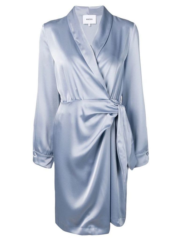 Nanushka long-sleeve wrap dress - Blue
