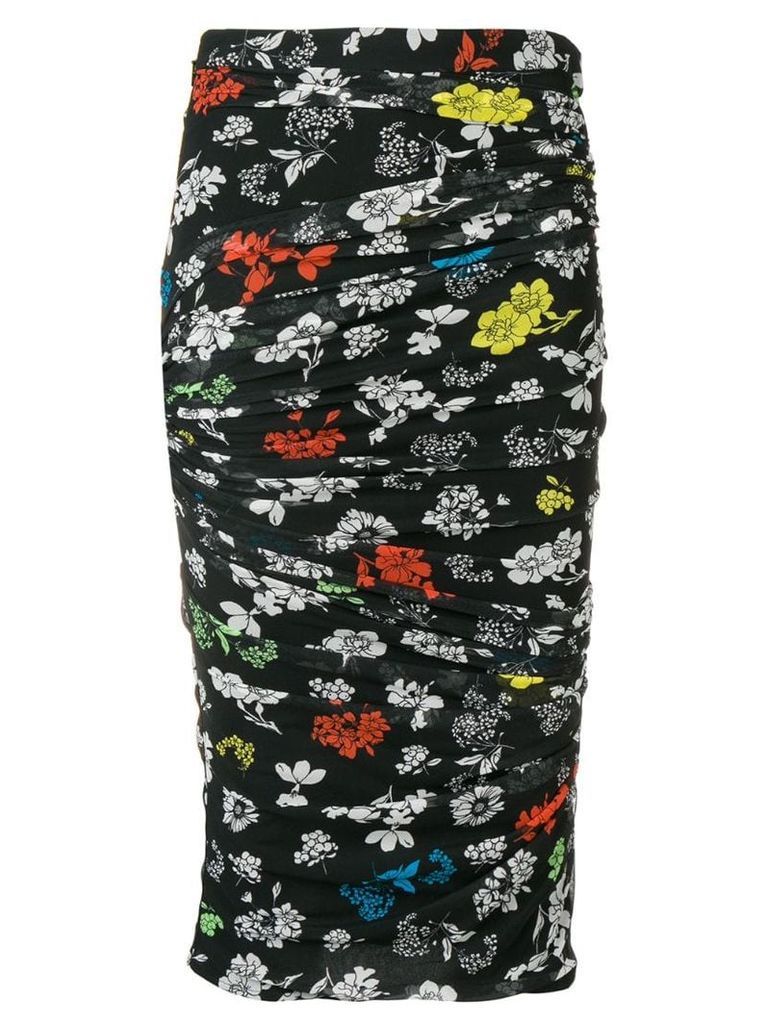 Versace draped floral print pencil skirt - Black