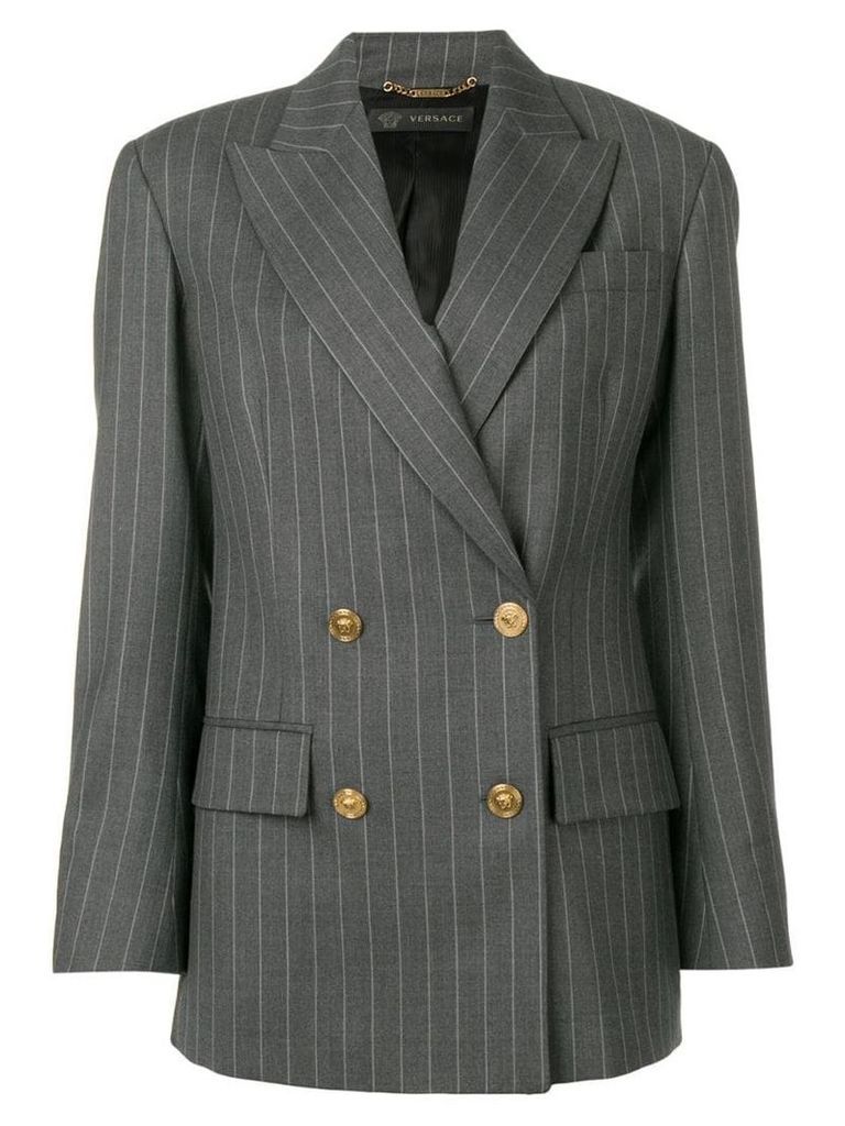 Versace double breasted pinstripe blazer - Grey
