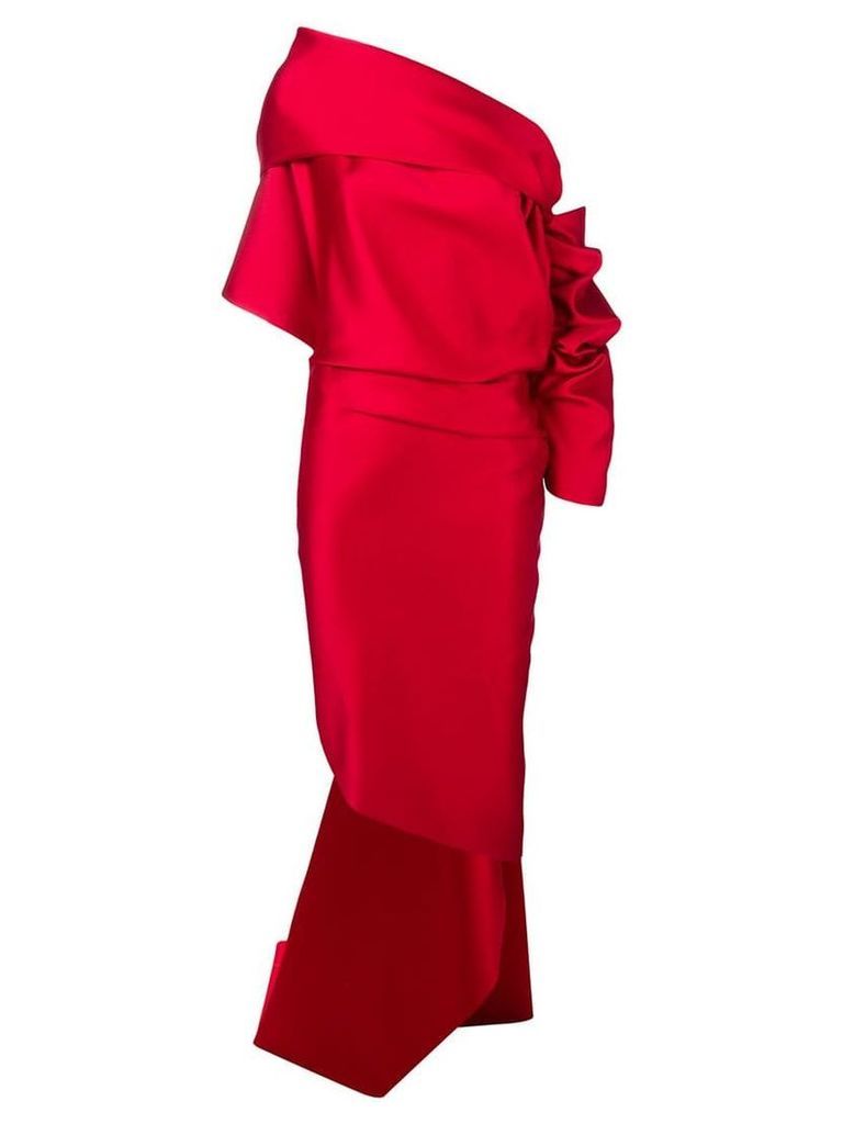 Balenciaga asymmetric draped evening dress - Red