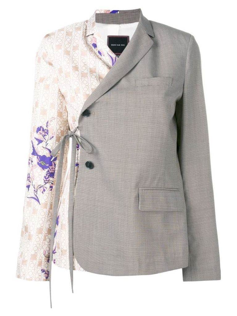 Snow Xue Gao half-printed wrap blazer - Grey