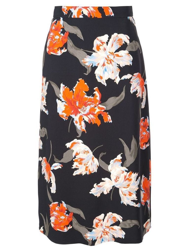 Rochas floral print midi skirt - Black
