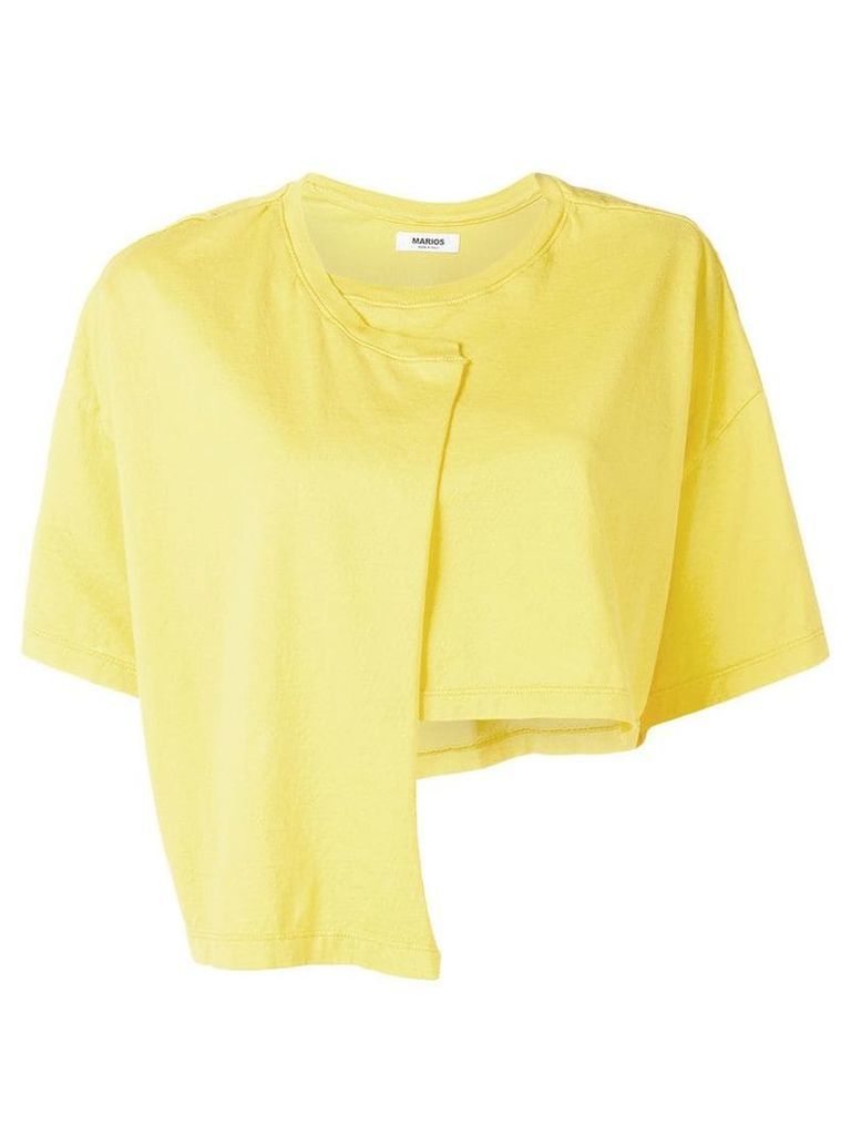 Marios asymmetric cropped T-shirt - Yellow