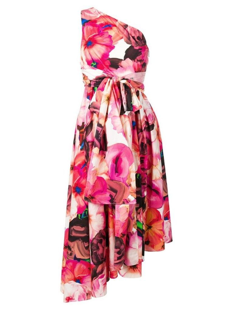 MSGM one shoulder floral dress - Pink