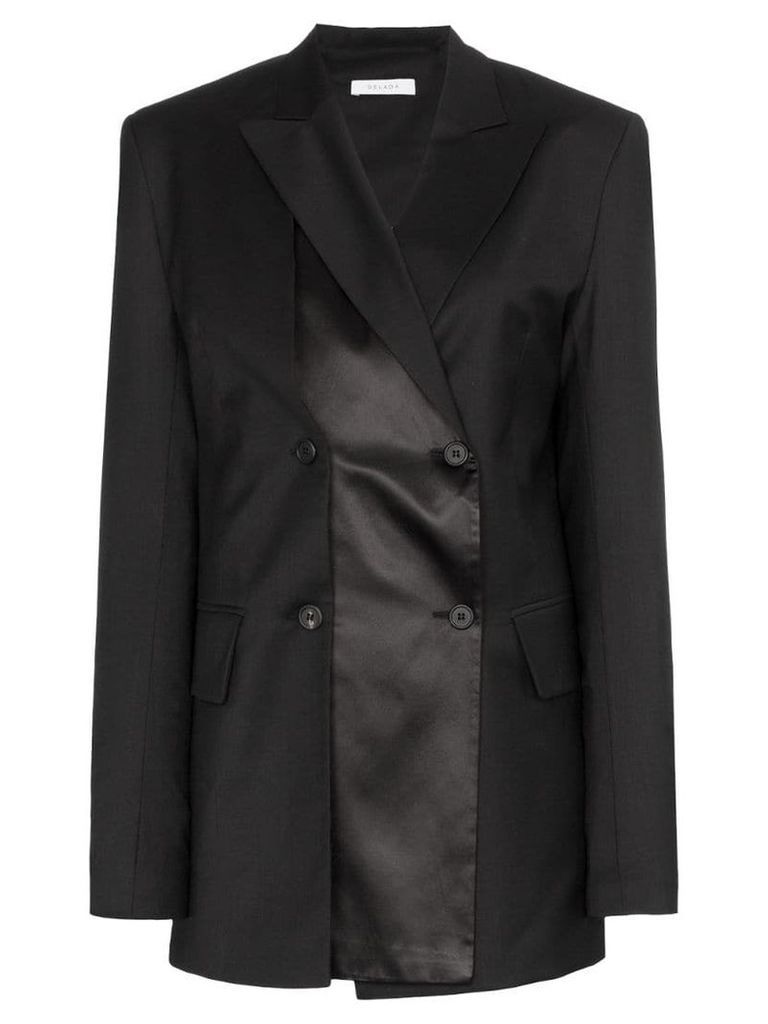 Delada layered off-shoulder wool blazer - Black