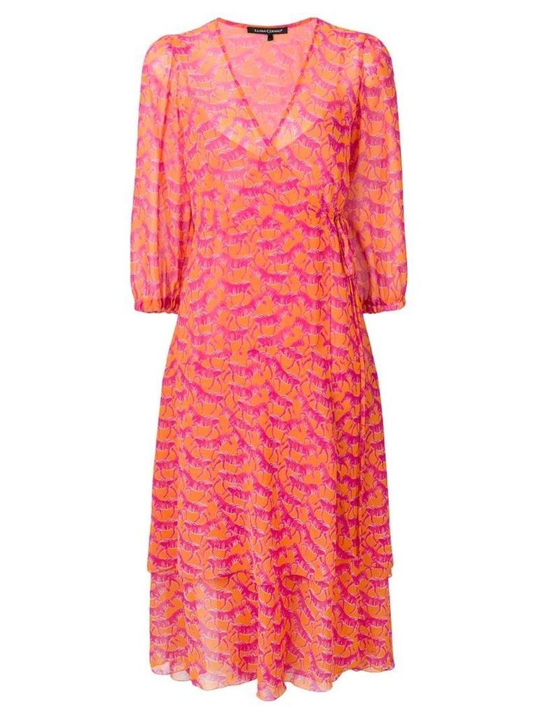 Luisa Cerano zebra pattern ruffle dress - Pink