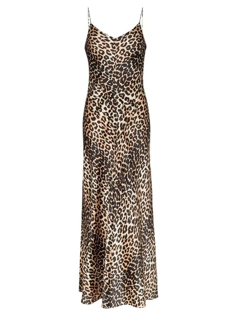 Ganni leopard print slip dress - Brown