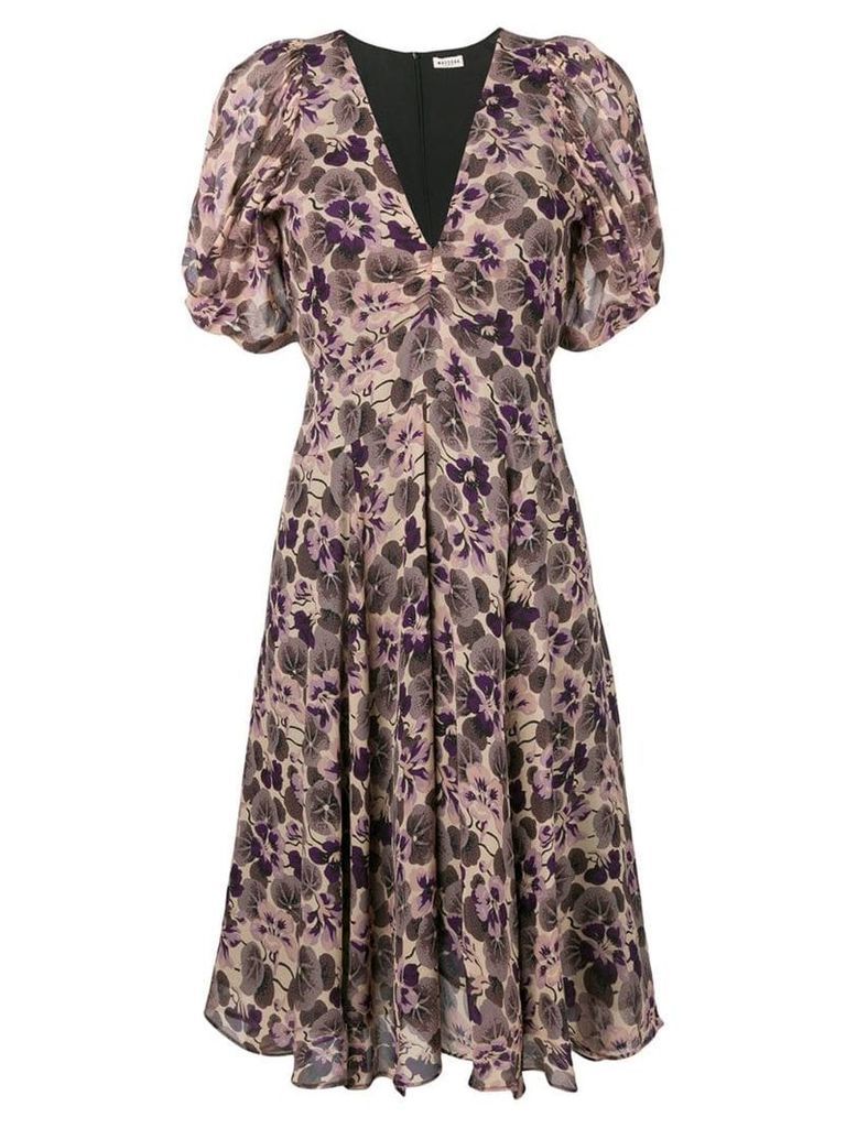 Masscob floral print silk dress - Purple