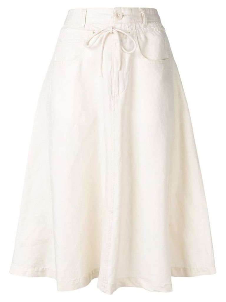 Closed drawstring flared skirt - White