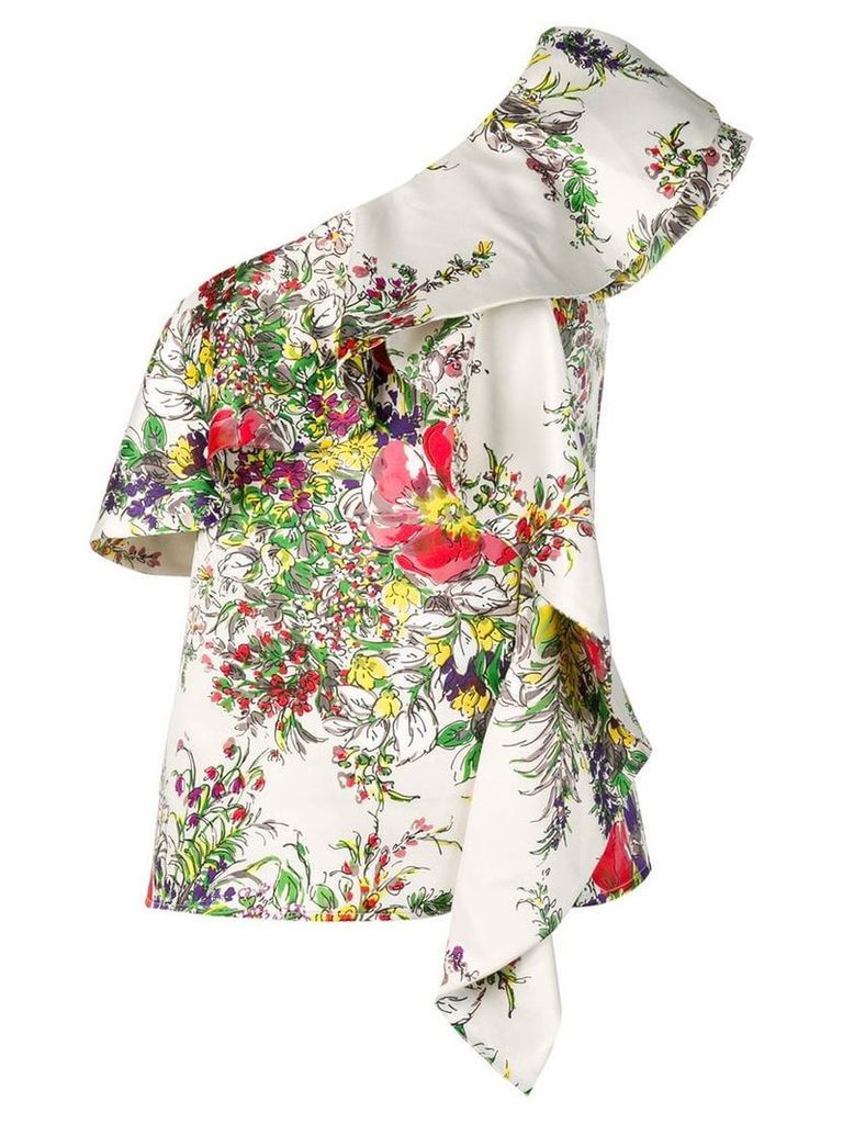Blumarine one shoulder floral print blouse - Neutrals