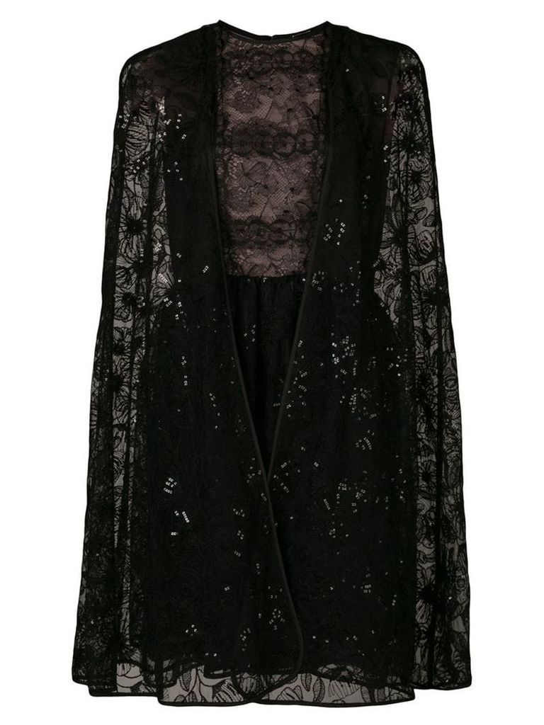 Giambattista Valli lace-embroidered flared dress - Black