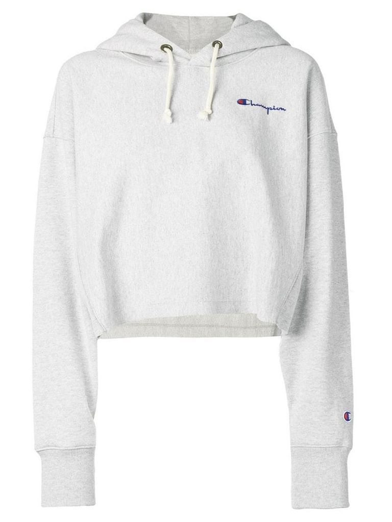 Champion logo print cropped hoodie - Grey