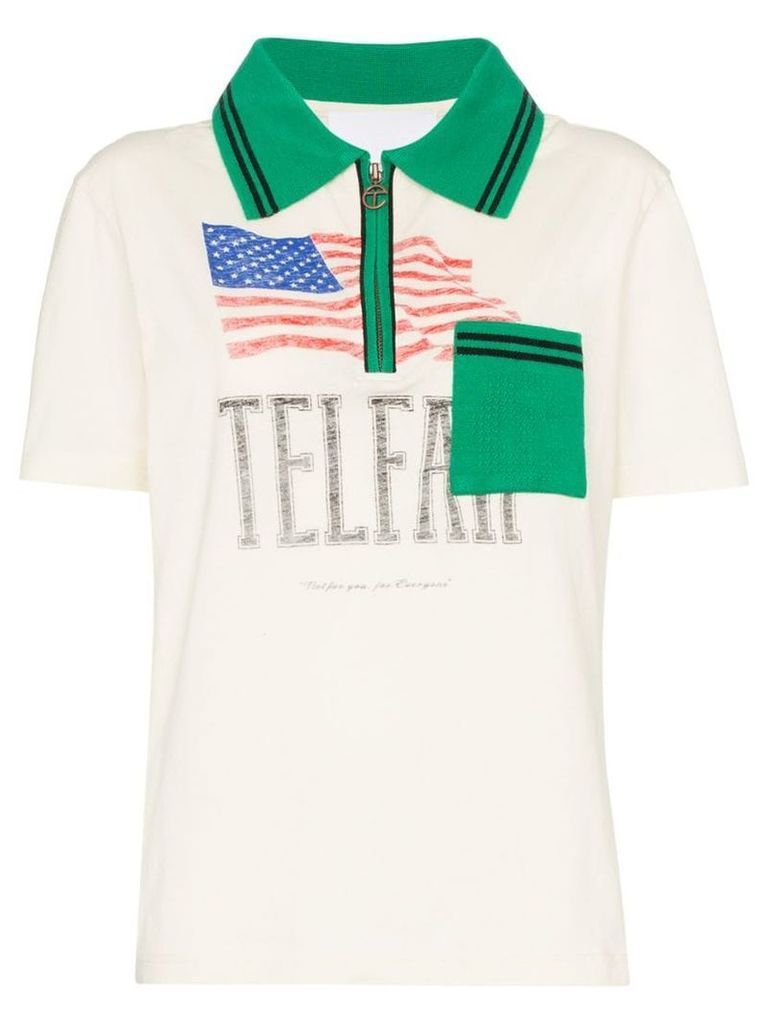 Telfar flag print polo shirt - Neutrals