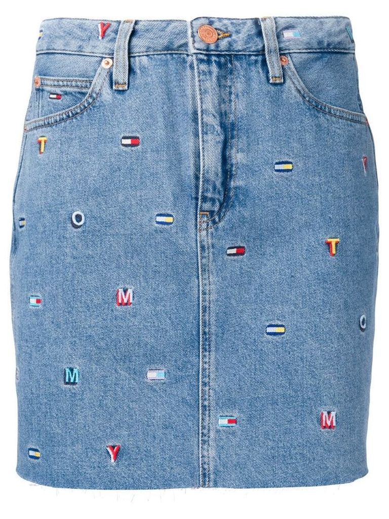 Tommy Jeans embroidered logo denim skirt - Blue